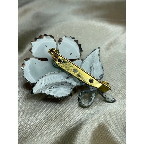 Orange Flower enamel brooch pin - Picture 6 of 6